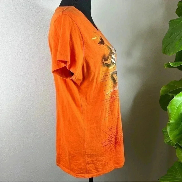 Halloween Orange Pullover Unisex T-Shirt Witch, Bats, Spider, Spider Web, Moon - Picture 10 of 11